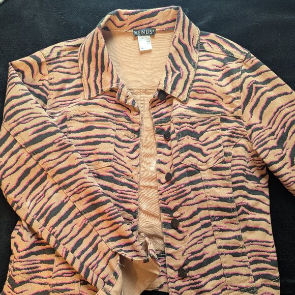 Denim Tiger Striped Jacket Size Medium-Excellent Condition - Picture 1 of 7